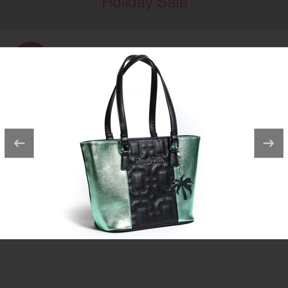 NWT Lux de Ville Green Shimmer Black Matte Palm Springs Tote